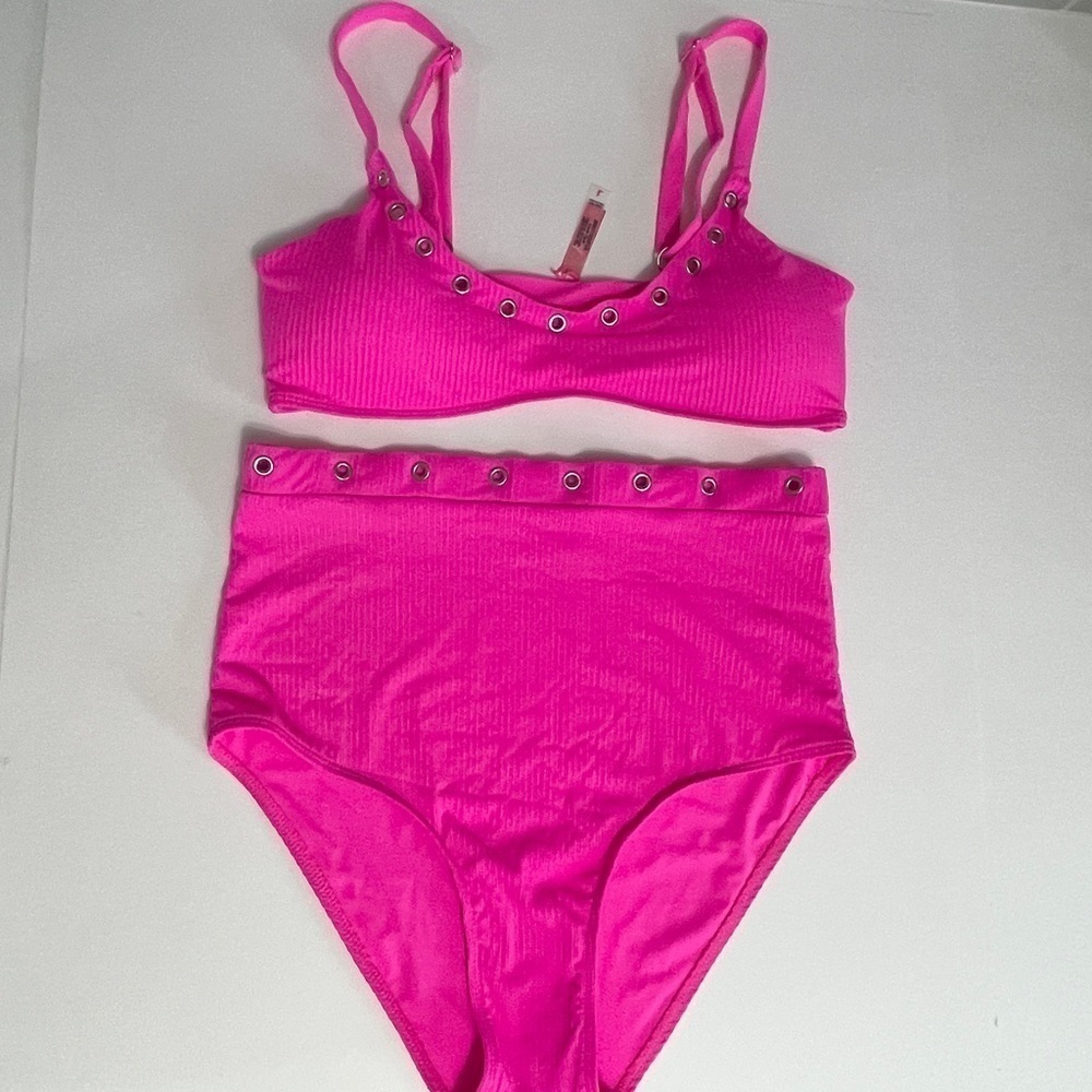 YMI Juniors' Ribbed Grommet Bikini Two-Piece Size Large